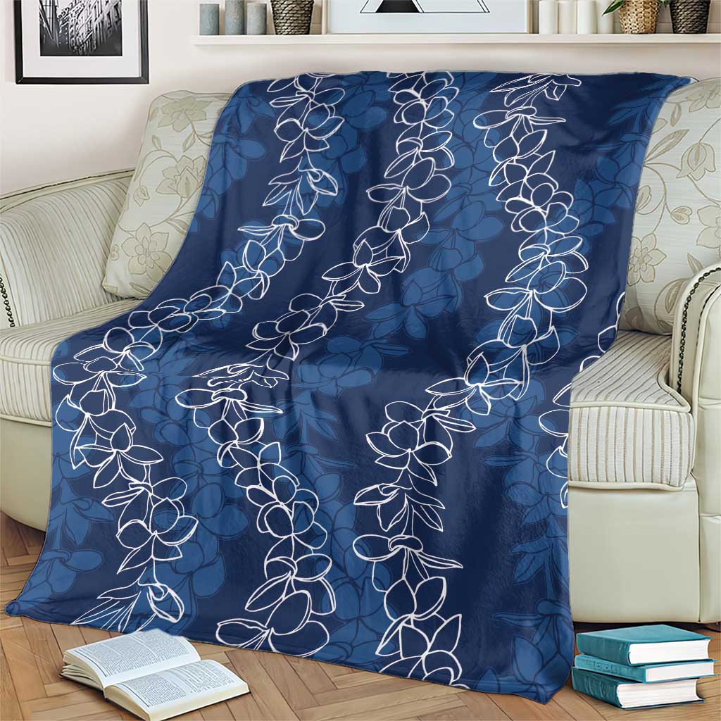 Hawaii Plumeria Lei Blanket Aloha Festive Vibe - Navy Blue LT7 - Polynesian Pride