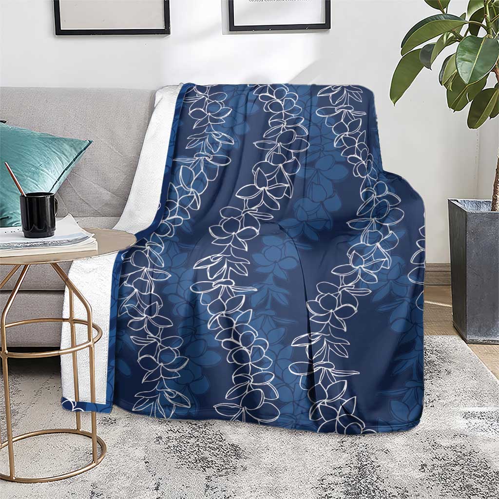 Hawaii Plumeria Lei Blanket Aloha Festive Vibe - Navy Blue LT7 - Polynesian Pride