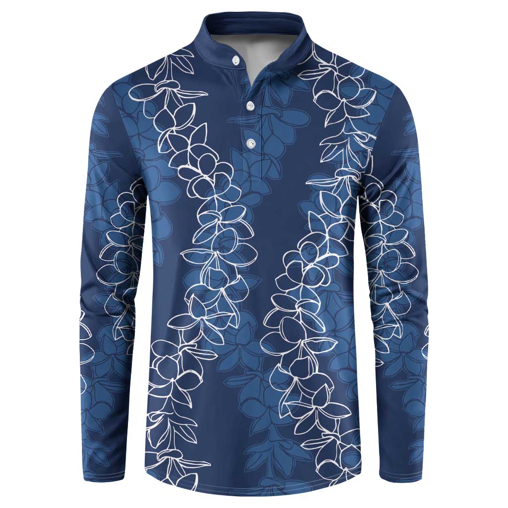 Hawaii Plumeria Lei Button Sweatshirt Aloha Festive Vibe - Navy Blue LT7 Navy Blue - Polynesian Pride