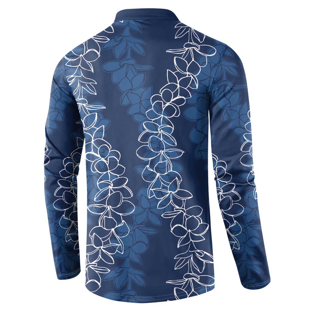Hawaii Plumeria Lei Button Sweatshirt Aloha Festive Vibe - Navy Blue LT7 - Polynesian Pride