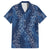 Hawaii Plumeria Lei Family Matching Long Sleeve Bodycon Dress and Hawaiian Shirt Aloha Festive Vibe - Navy Blue