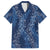 Hawaii Plumeria Lei Family Matching Off Shoulder Short Dress and Hawaiian Shirt Aloha Festive Vibe - Navy Blue