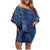 Hawaii Plumeria Lei Family Matching Off Shoulder Short Dress and Hawaiian Shirt Aloha Festive Vibe - Navy Blue