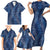 Hawaii Plumeria Lei Family Matching Short Sleeve Bodycon Dress and Hawaiian Shirt Aloha Festive Vibe - Navy Blue