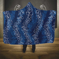 Hawaii Plumeria Lei Hooded Blanket Aloha Festive Vibe - Navy Blue LT7 - Polynesian Pride