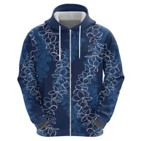Hawaii Plumeria Lei Hoodie Aloha Festive Vibe - Navy Blue