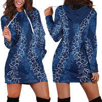 Hawaii Plumeria Lei Hoodie Dress Aloha Festive Vibe - Navy Blue LT7 - Polynesian Pride