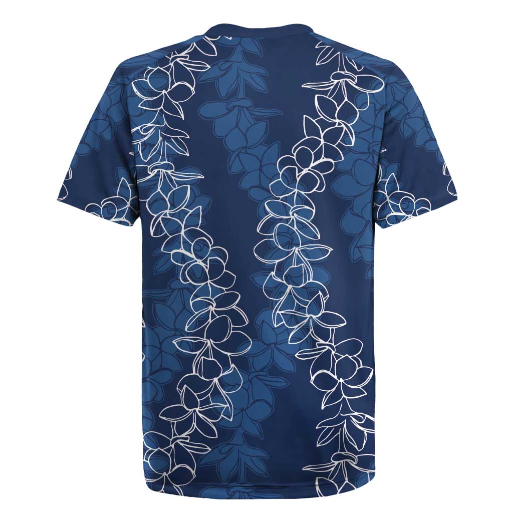 Hawaii Plumeria Lei Rugby Jersey Aloha Festive Vibe - Navy Blue LT7 - Polynesian Pride