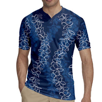 Hawaii Plumeria Lei Rugby Jersey Aloha Festive Vibe - Navy Blue LT7 - Polynesian Pride