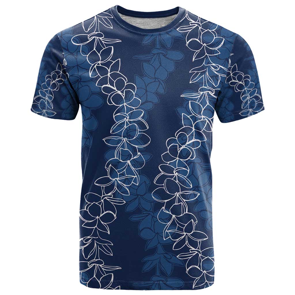 Hawaii Plumeria Lei T Shirt Aloha Festive Vibe - Navy Blue