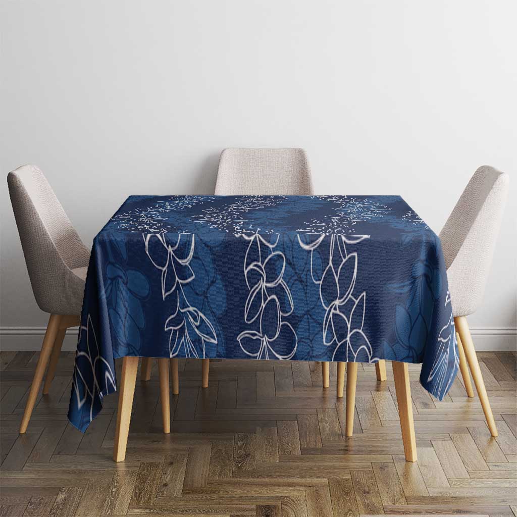 Hawaii Plumeria Lei Tablecloth Aloha Festive Vibe - Navy Blue LT7 - Polynesian Pride