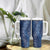 Hawaii Plumeria Lei Tumbler With Handle Aloha Festive Vibe - Navy Blue