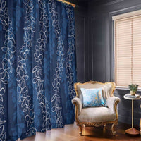 Hawaii Plumeria Lei Window Curtain Aloha Festive Vibe - Navy Blue LT7 - Polynesian Pride