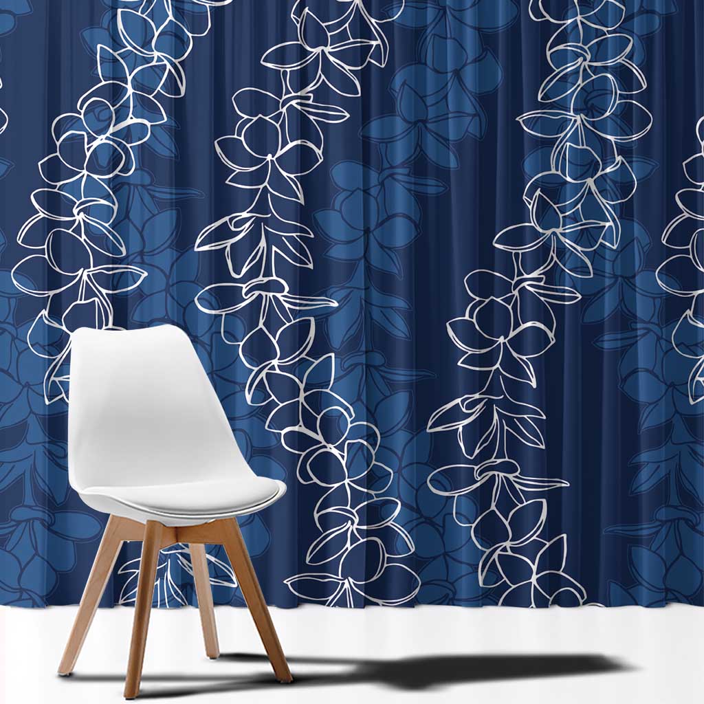 Hawaii Plumeria Lei Window Curtain Aloha Festive Vibe - Navy Blue LT7 - Polynesian Pride