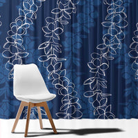 Hawaii Plumeria Lei Window Curtain Aloha Festive Vibe - Navy Blue LT7 - Polynesian Pride
