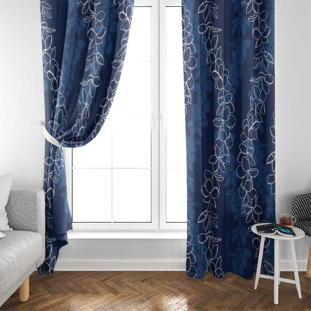 Hawaii Plumeria Lei Window Curtain Aloha Festive Vibe - Navy Blue LT7 - Polynesian Pride