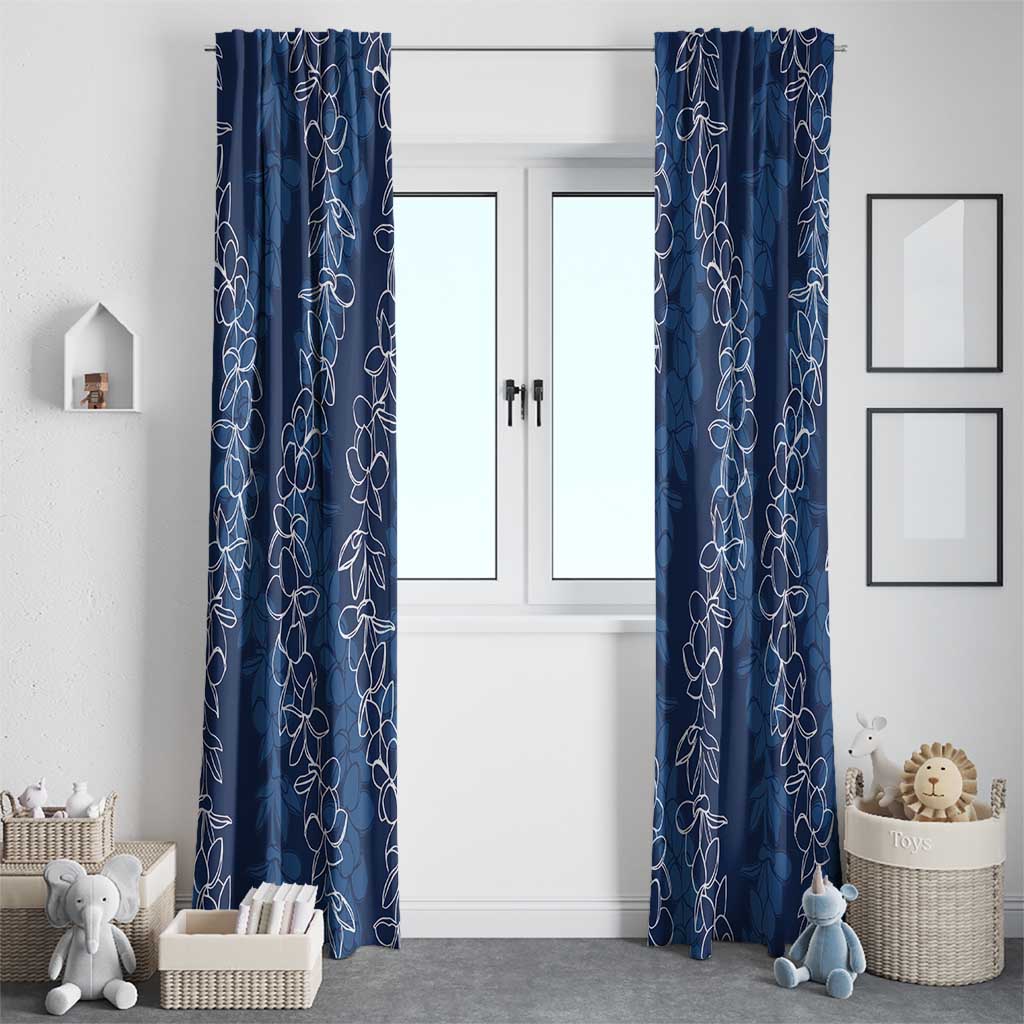 Hawaii Plumeria Lei Window Curtain Aloha Festive Vibe - Navy Blue LT7 - Polynesian Pride