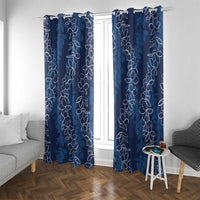 Hawaii Plumeria Lei Window Curtain Aloha Festive Vibe - Navy Blue LT7 With Grommets Navy Blue - Polynesian Pride