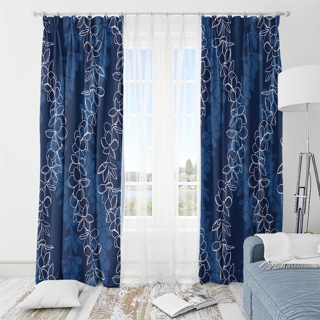 Hawaii Plumeria Lei Window Curtain Aloha Festive Vibe - Navy Blue LT7 - Polynesian Pride