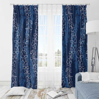 Hawaii Plumeria Lei Window Curtain Aloha Festive Vibe - Navy Blue LT7 - Polynesian Pride