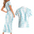 Hawaii Plumeria Lei Couples Matching Short Sleeve Bodycon Dress and Hawaiian Shirt Aloha Festive Vibe - Turquoise