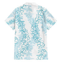 Hawaii Plumeria Lei Family Matching Long Sleeve Bodycon Dress and Hawaiian Shirt Aloha Festive Vibe - Turquoise