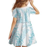 Hawaii Plumeria Lei Family Matching Off Shoulder Short Dress and Hawaiian Shirt Aloha Festive Vibe - Turquoise LT7 - Polynesian Pride