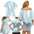 Hawaii Plumeria Lei Family Matching Off Shoulder Short Dress and Hawaiian Shirt Aloha Festive Vibe - Turquoise