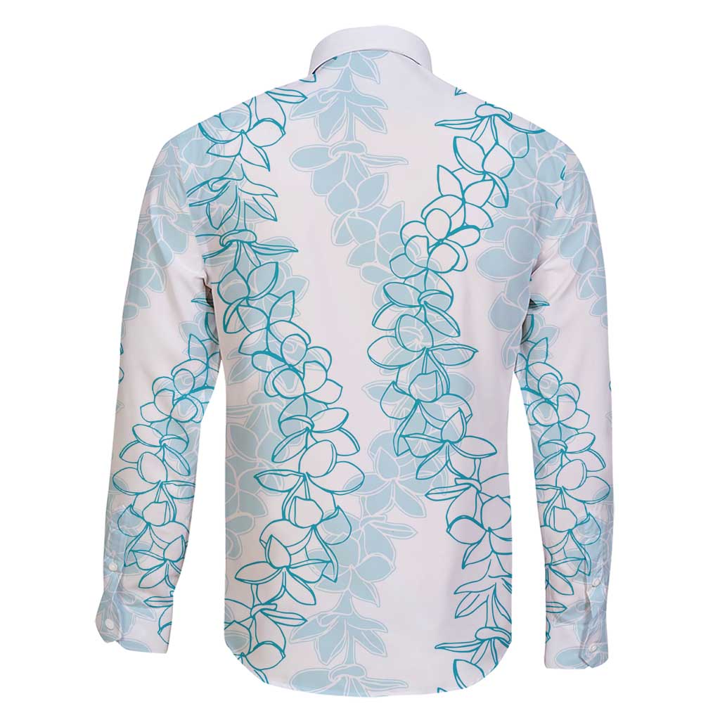 Hawaii Plumeria Lei Family Matching Short Sleeve Bodycon Dress and Hawaiian Shirt Aloha Festive Vibe - Turquoise
