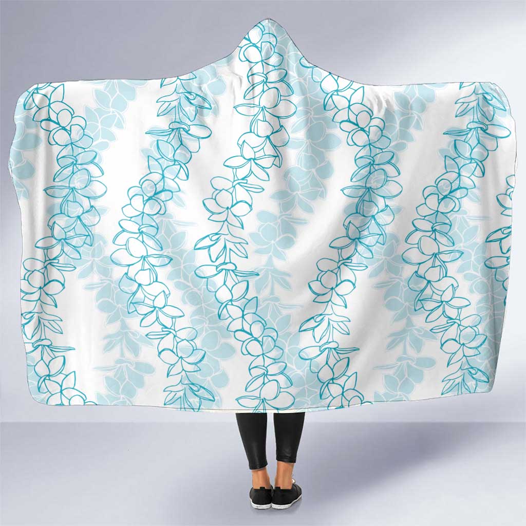 Hawaii Plumeria Lei Hooded Blanket Aloha Festive Vibe - Turquoise LT7 One Size Turquoise - Polynesian Pride