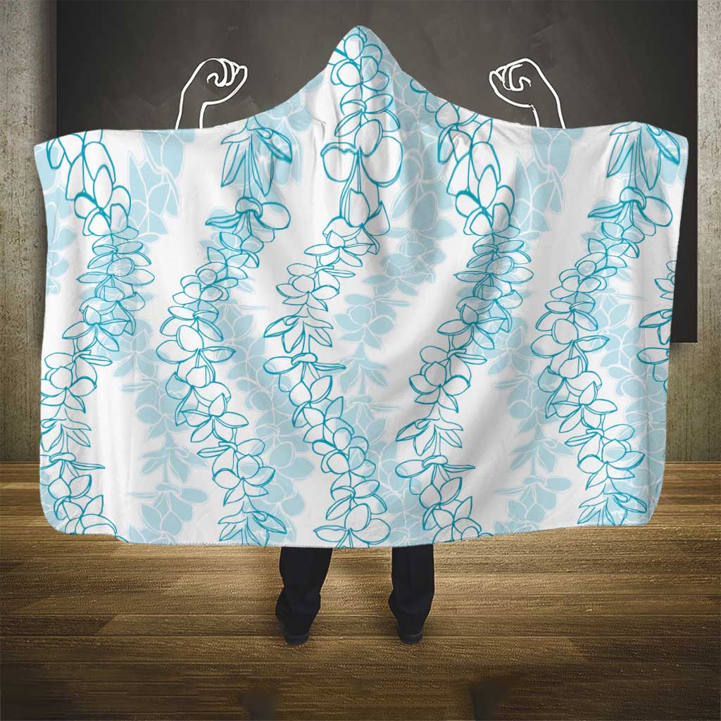 Hawaii Plumeria Lei Hooded Blanket Aloha Festive Vibe - Turquoise LT7 - Polynesian Pride