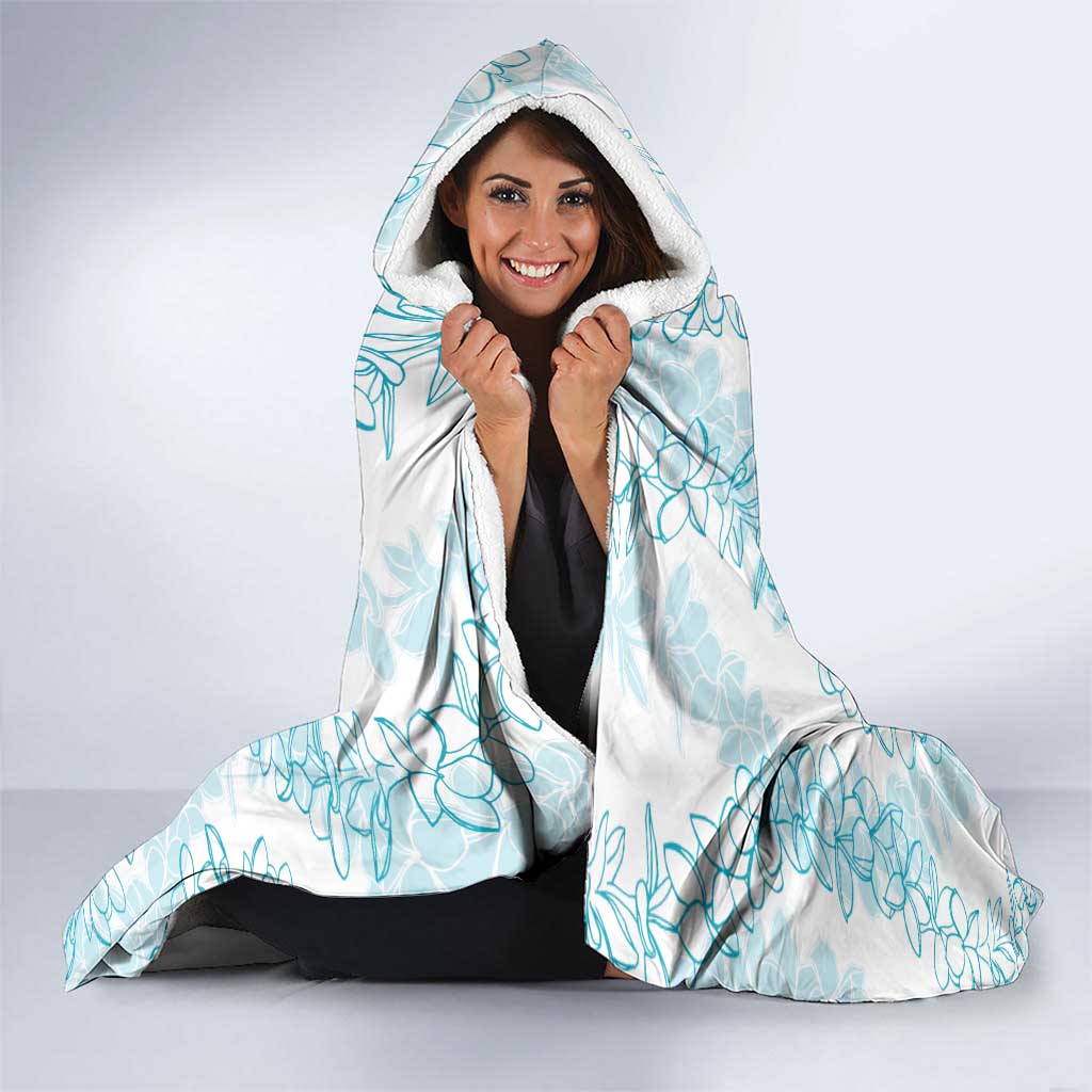 Hawaii Plumeria Lei Hooded Blanket Aloha Festive Vibe - Turquoise LT7 - Polynesian Pride