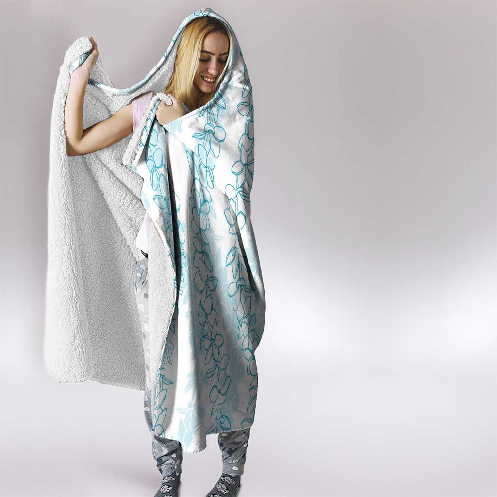 Hawaii Plumeria Lei Hooded Blanket Aloha Festive Vibe - Turquoise LT7 - Polynesian Pride