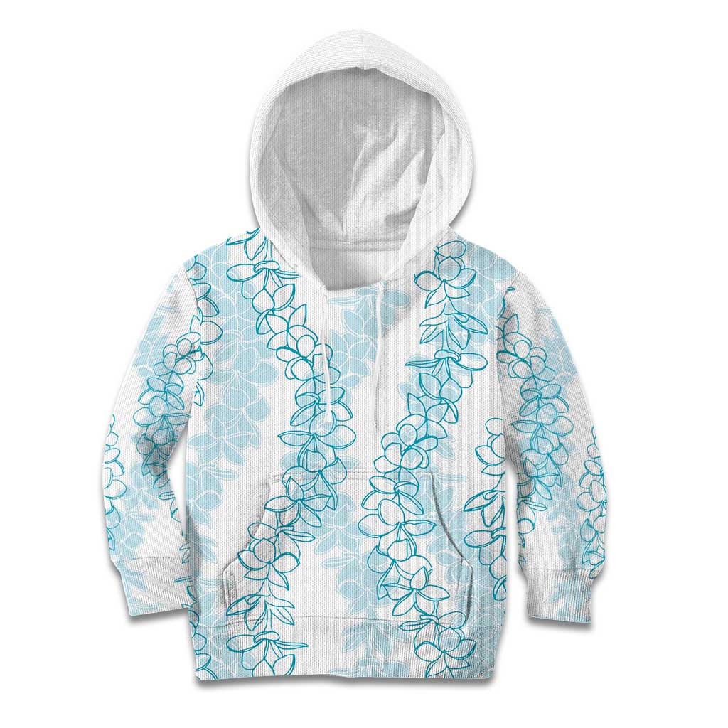 Hawaii Plumeria Lei Kid Hoodie Aloha Festive Vibe - Turquoise
