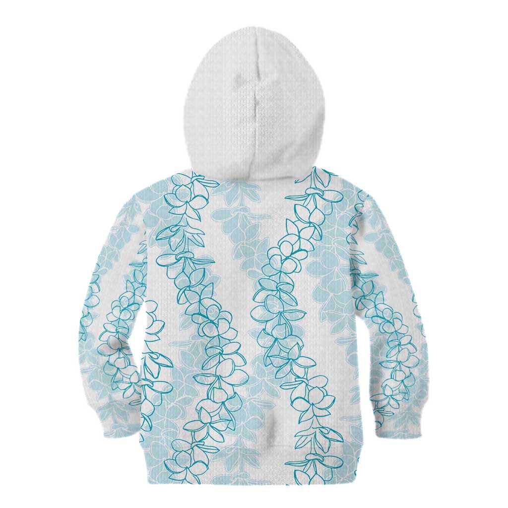 Hawaii Plumeria Lei Kid Hoodie Aloha Festive Vibe - Turquoise