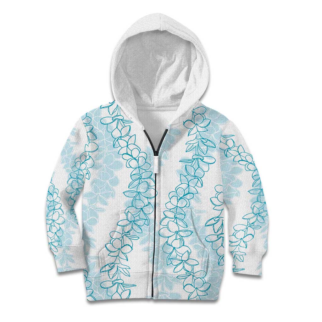 Hawaii Plumeria Lei Kid Hoodie Aloha Festive Vibe - Turquoise