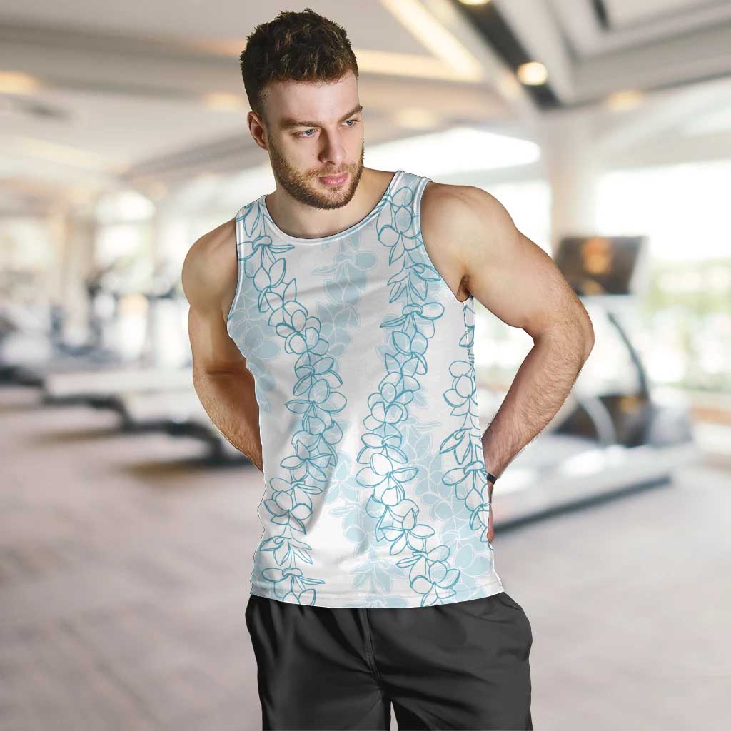 Hawaii Plumeria Lei Men Tank Top Aloha Festive Vibe - Turquoise LT7 Turquoise - Polynesian Pride