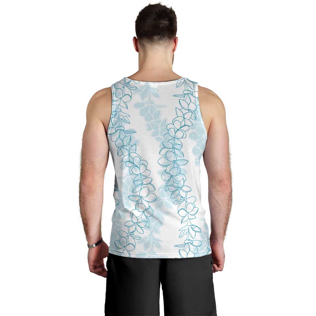 Hawaii Plumeria Lei Men Tank Top Aloha Festive Vibe - Turquoise LT7 - Polynesian Pride