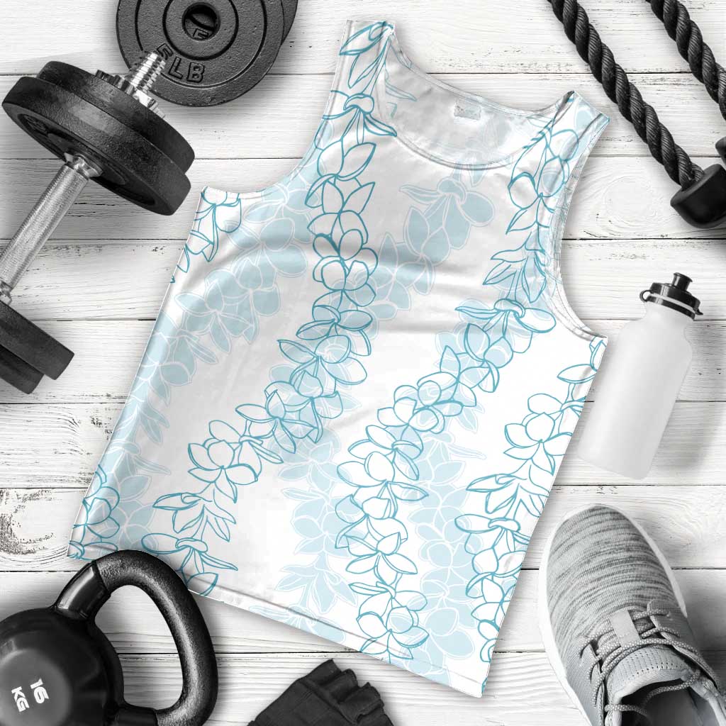 Hawaii Plumeria Lei Men Tank Top Aloha Festive Vibe - Turquoise LT7 - Polynesian Pride