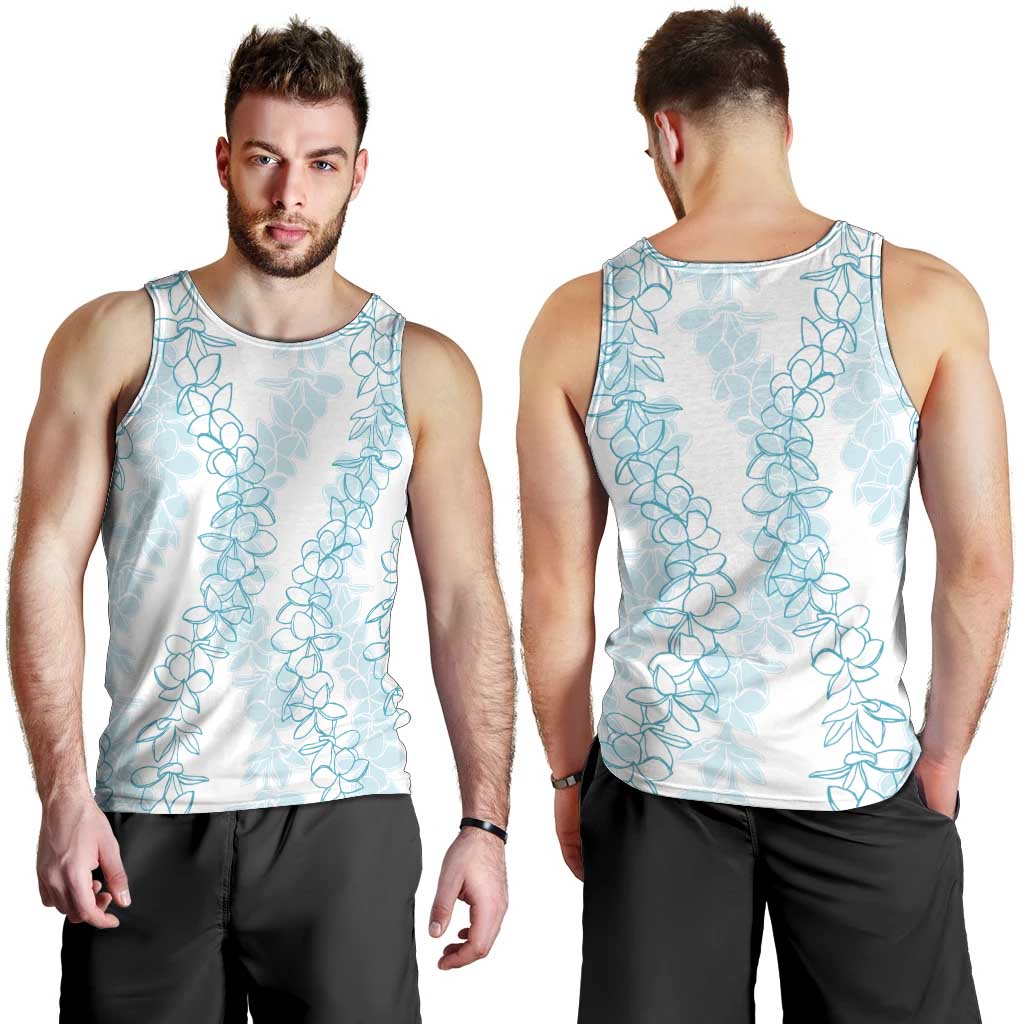 Hawaii Plumeria Lei Men Tank Top Aloha Festive Vibe - Turquoise LT7 - Polynesian Pride