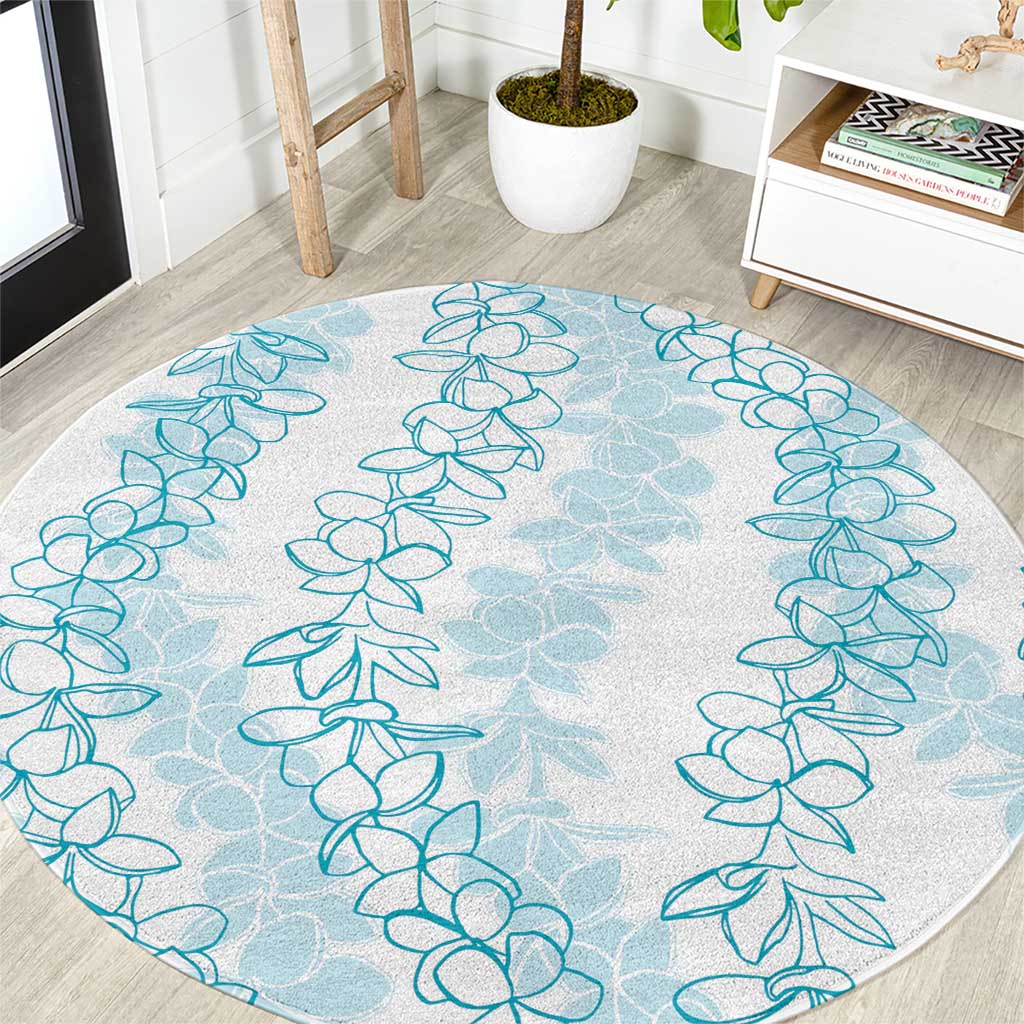 Hawaii Plumeria Lei Round Carpet Aloha Festive Vibe - Turquoise