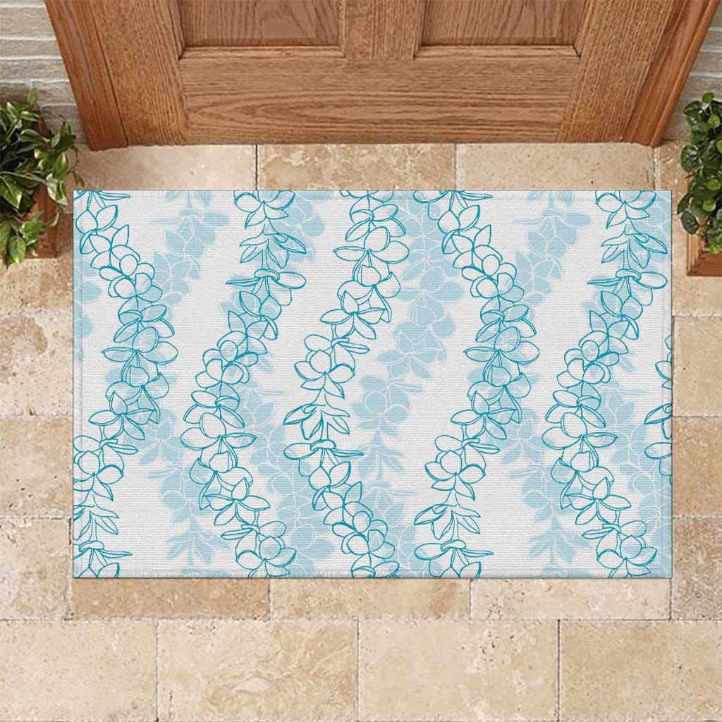 Hawaii Plumeria Lei Rubber Doormat Aloha Festive Vibe - Turquoise LT7 Turquoise - Polynesian Pride