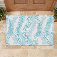 Hawaii Plumeria Lei Rubber Doormat Aloha Festive Vibe - Turquoise LT7 Turquoise - Polynesian Pride