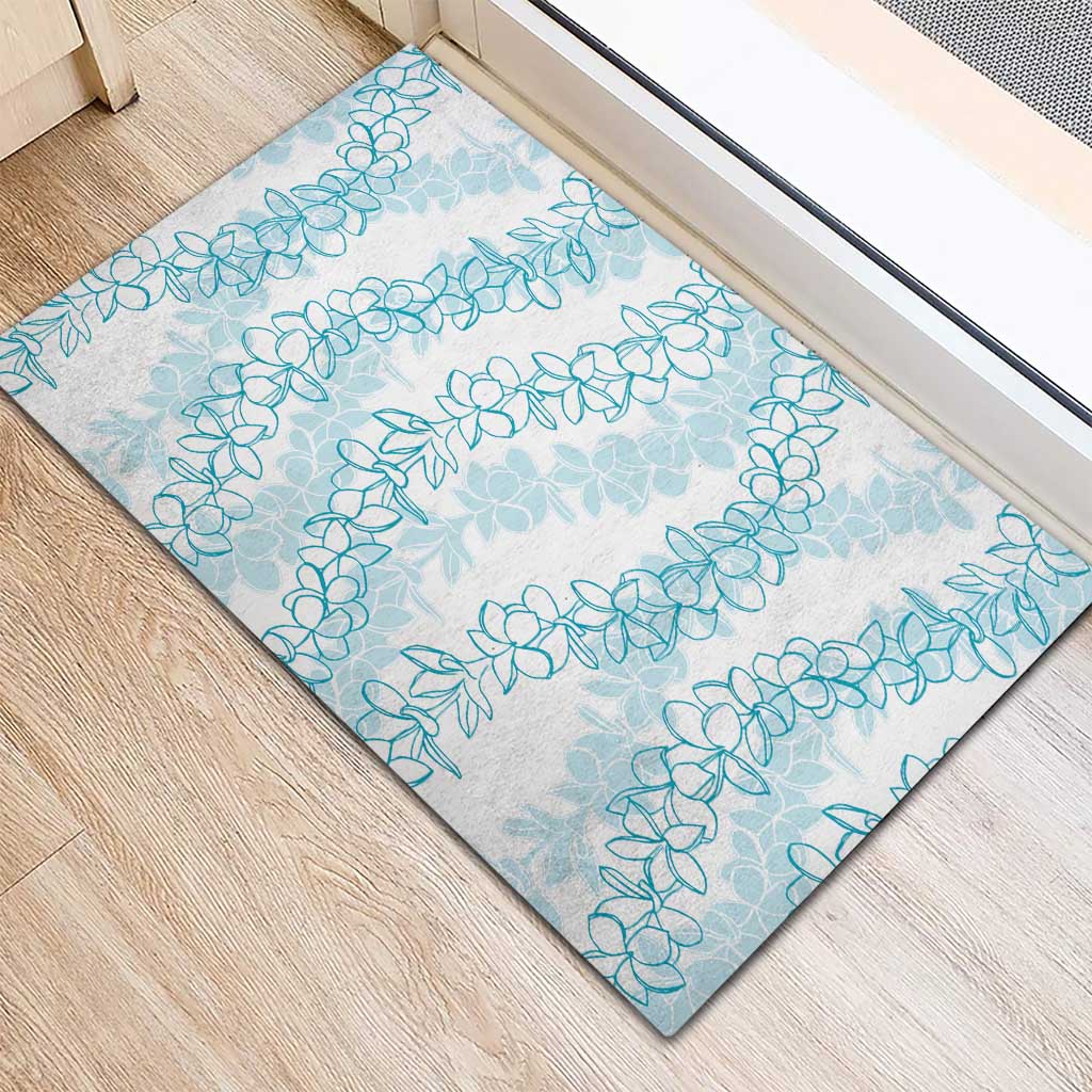 Hawaii Plumeria Lei Rubber Doormat Aloha Festive Vibe - Turquoise LT7 - Polynesian Pride