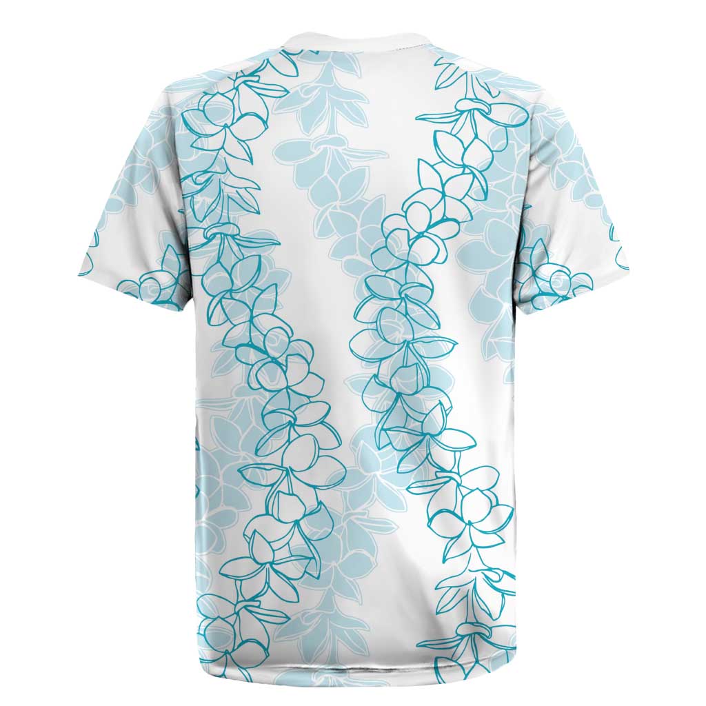 Hawaii Plumeria Lei Rugby Jersey Aloha Festive Vibe - Turquoise LT7 - Polynesian Pride
