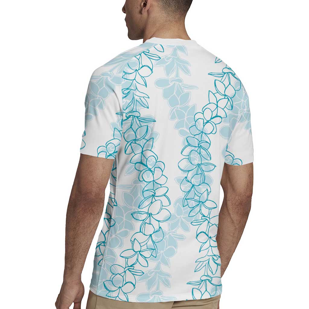 Hawaii Plumeria Lei Rugby Jersey Aloha Festive Vibe - Turquoise LT7 - Polynesian Pride
