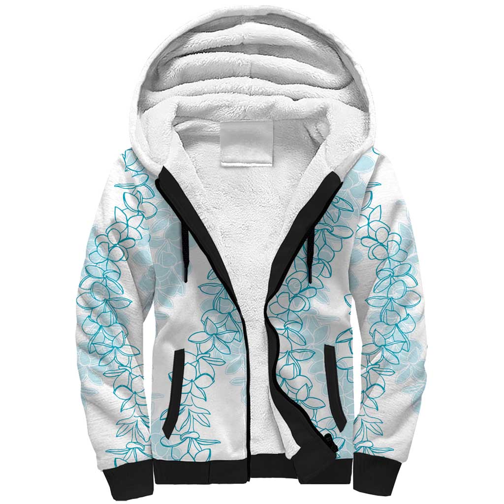 Hawaii Plumeria Lei Sherpa Hoodie Aloha Festive Vibe - Turquoise LT7 Unisex Turquoise - Polynesian Pride