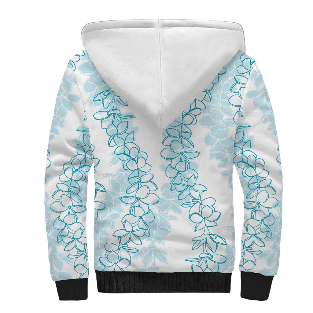 Hawaii Plumeria Lei Sherpa Hoodie Aloha Festive Vibe - Turquoise LT7 - Polynesian Pride