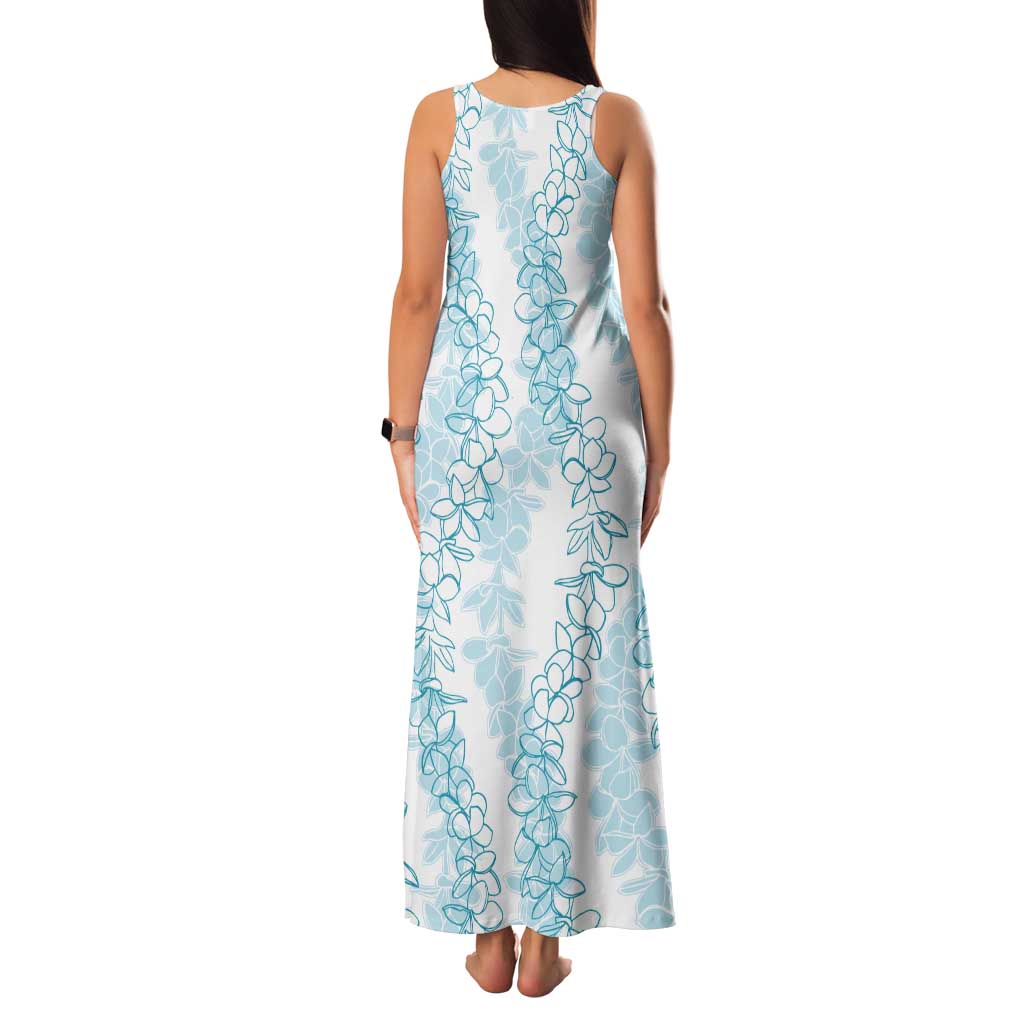 Hawaii Plumeria Lei Tank Maxi Dress Aloha Festive Vibe - Turquoise LT7 - Polynesian Pride