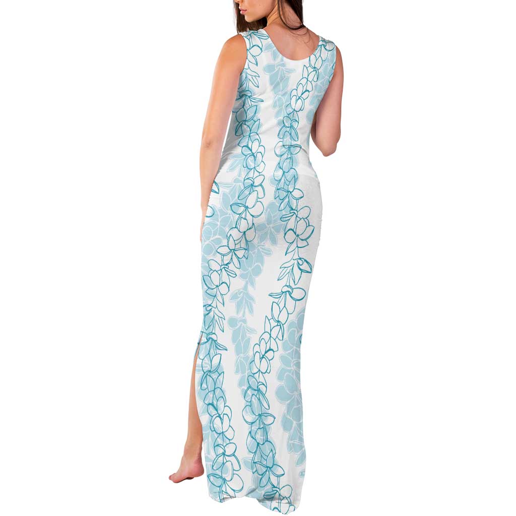 Hawaii Plumeria Lei Tank Maxi Dress Aloha Festive Vibe - Turquoise LT7 - Polynesian Pride